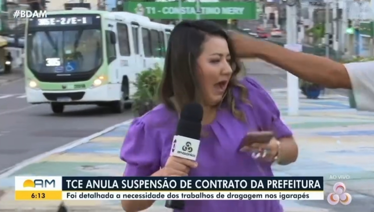 Repórter da Rede Amazônica é agredida ao vivo por homem em situação de rua; veja o vídeo