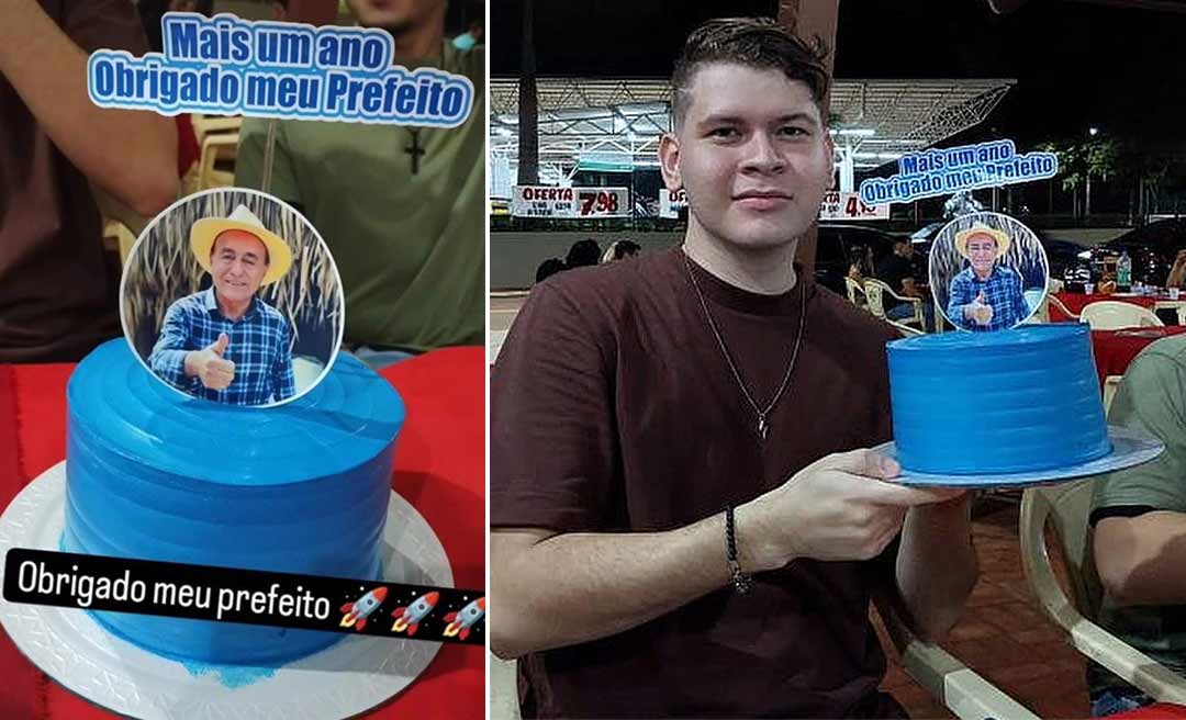 Estudante ganha bolo com foto de Bocalom e agradece com frase que virou meme: “Obrigado meu prefeito”