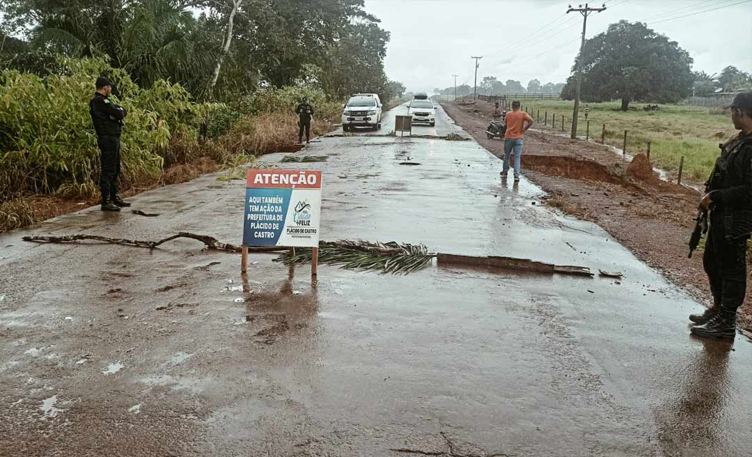 Estrada que liga Plácido de Castro à Rio Branco é interditada devido a erosão