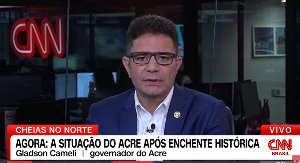 Em entrevista à CNN, Gladson diz que decreto proibirá construção de novos imóveis em áreas alagadiças