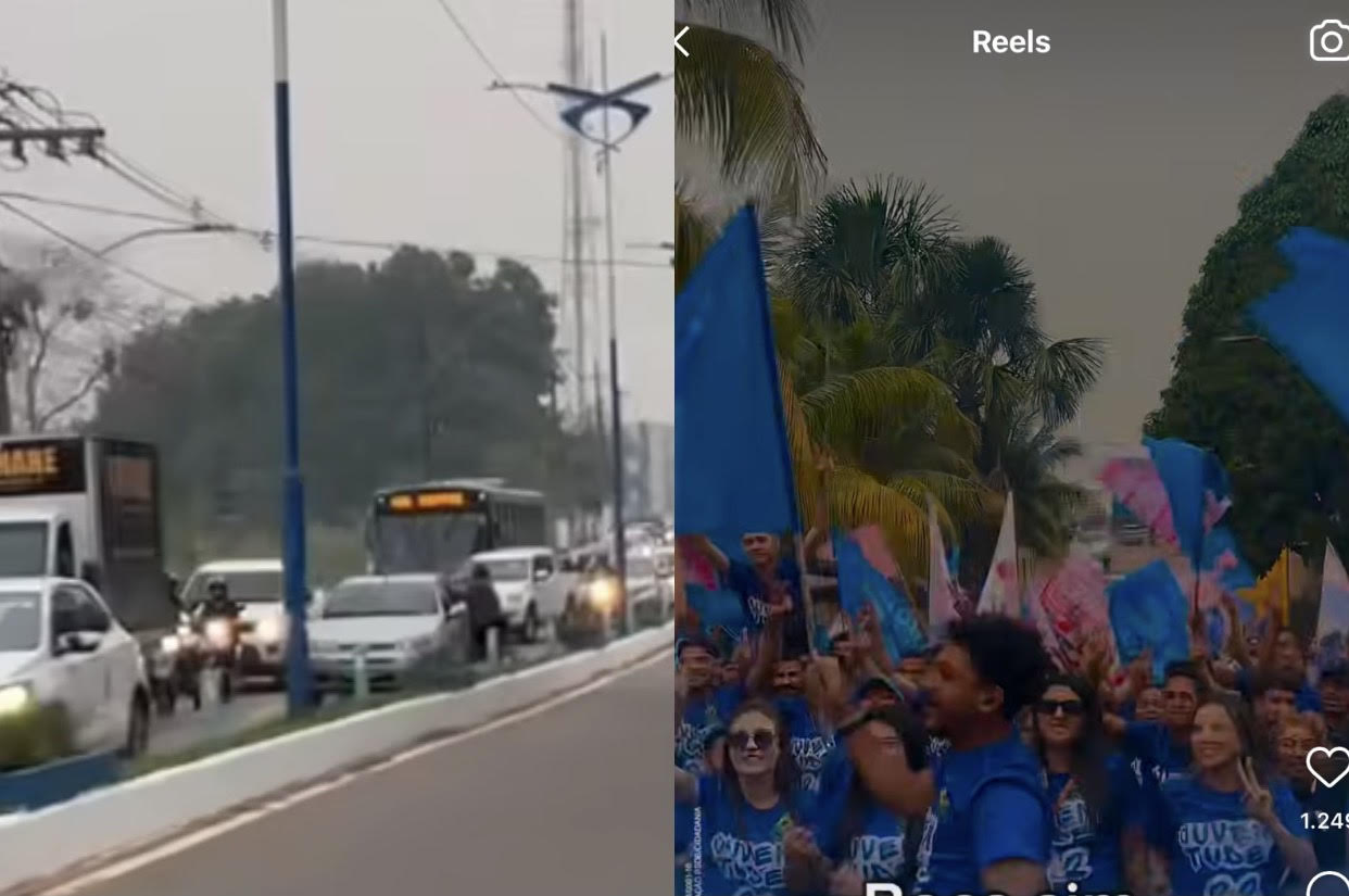 Bandeiraços e carreatas de Marcus e Bocalom geram engarrafamento e atrapalham aulas em Rio Branco