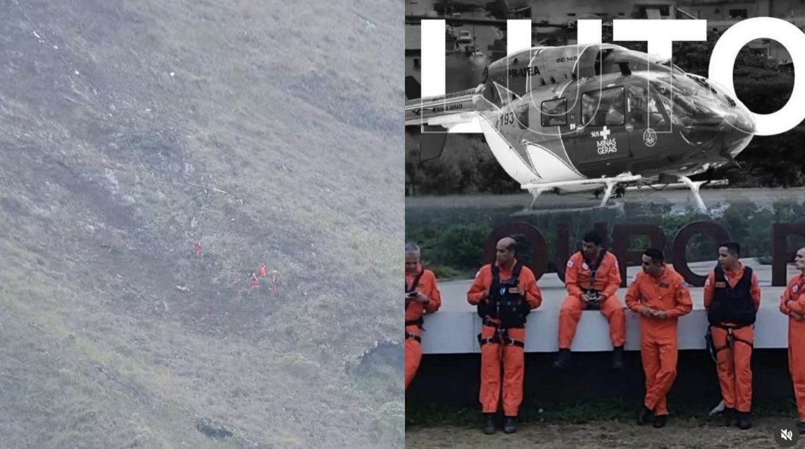 Helicóptero dos bombeiros que fazia buscas por avião acidentado cai; 6 pessoas morreram