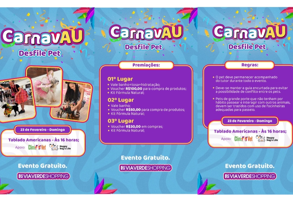 “CarnavAU” com Desfile Pet abre programação carnavalesca do Via Verde Shopping