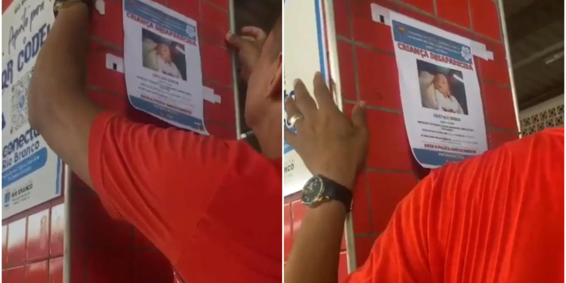 Família de bebê desaparecida após morte da mãe intensifica buscas e cola cartazes por Rio Branco