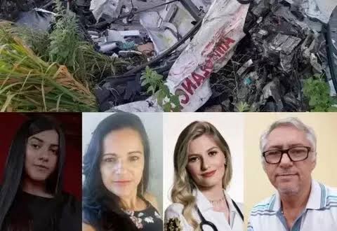Colisão frontal entre ambulância e carreta causa quatro mortes na Br-364; médica e grávida estão entre as vítimas