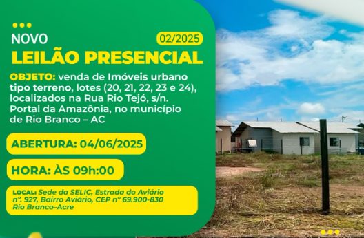 Governo do Acre realiza leilão presencial de terrenos no Portal da Amazônia, em Rio Branco