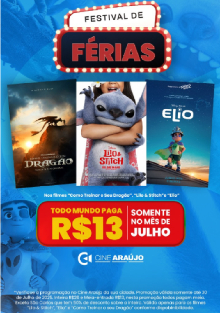 Cine Araújo promove Festival de Férias com sessões promocionais e grandes estreias no Via Verde Shopping