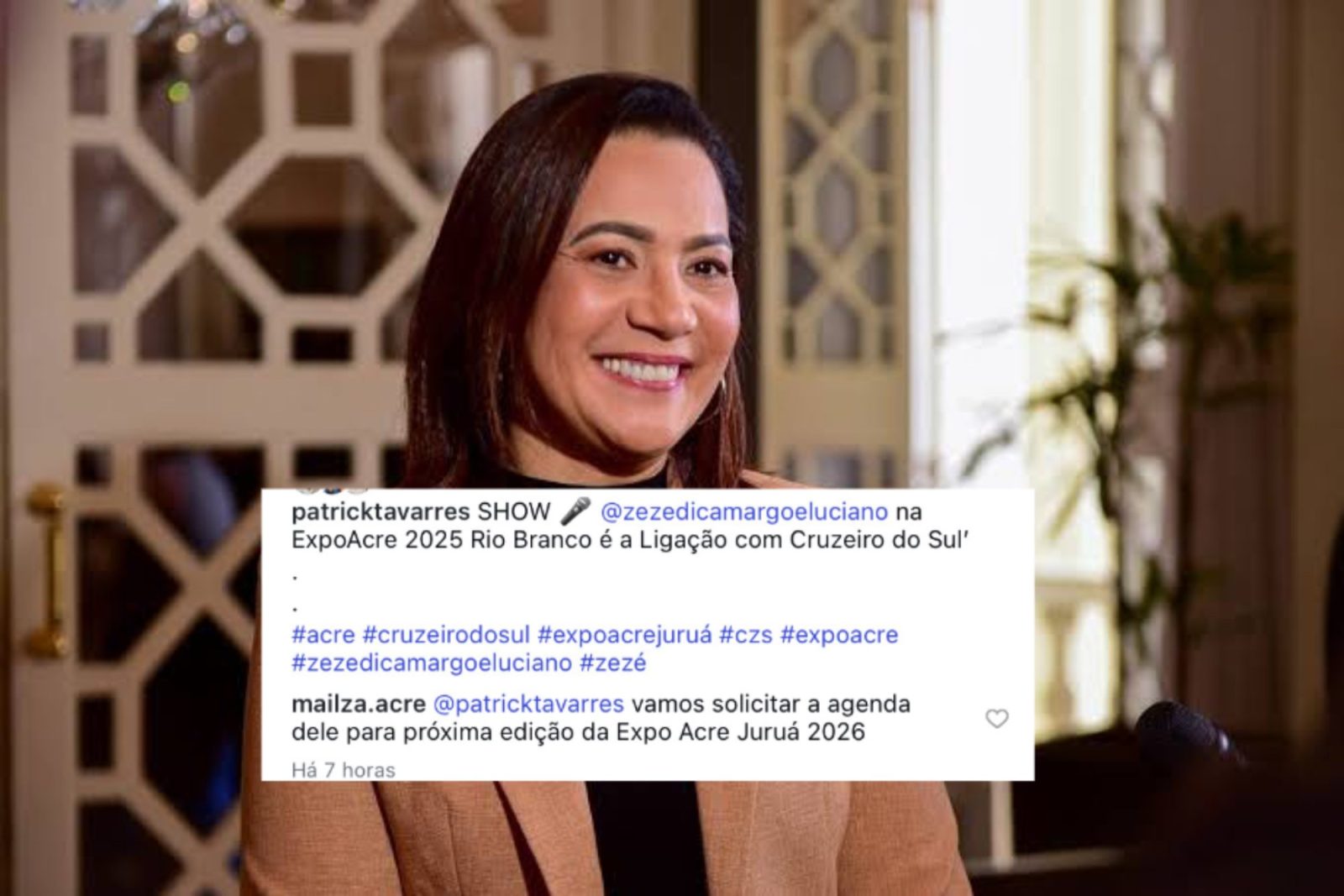 Mesmo após confusão e desrespeito, Mailza Assis anuncia que vai convidar Zezé Di Camargo & Luciano para próxima ExpoAcre Juruá