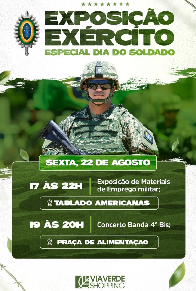 Marcha de Cultura: Via Verde Shopping recebe programação especial em homenagem ao Dia do Soldado