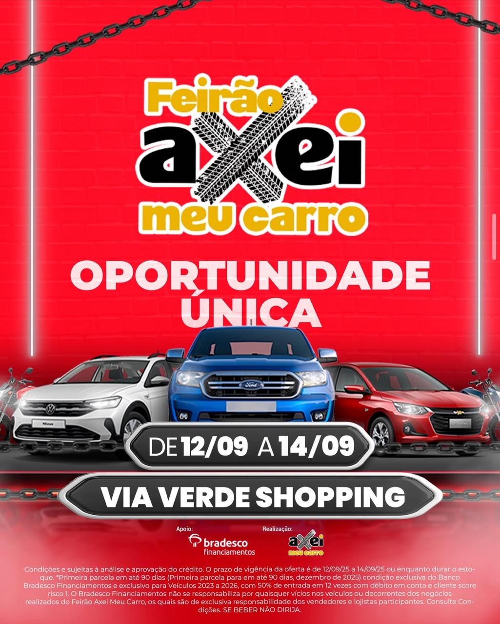 Via Verde Shopping recebe mais uma edição do Feirão “Axei Meu Carro” com condições exclusivas para aquisição de veículos