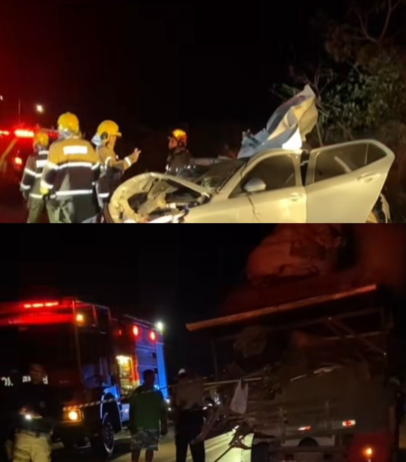 Grave acidente entre caminhão, carro de passeio e moto deixa um morto e dois feridos na BR-364