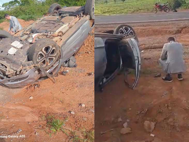 No Acre, promotor de Justiça escapa com vida por sorte após capotar carro em estrada