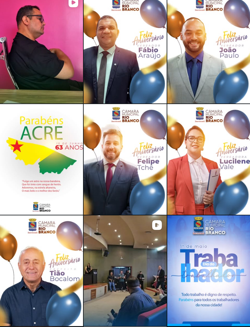 Assessoria da Câmara de Rio Branco desvirtua função pública ao priorizar postagens de aniversários de vereadores, e até parabéns ao prefeito