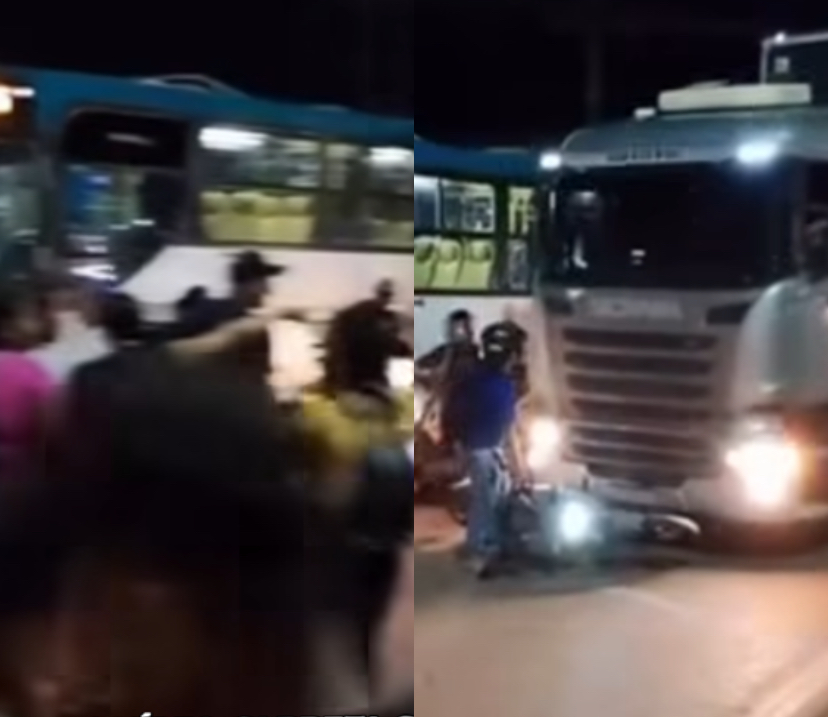 Lata velha da Ricco se espatifa na Corrente, passageiros fazem manifestação e carreta bate em moto em meio a confusão