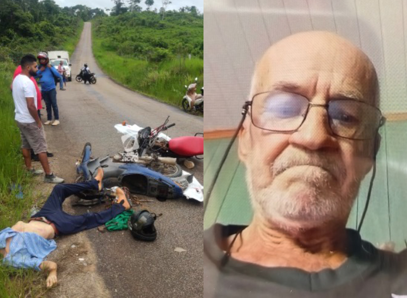 Idoso morre e mulher fica gravemente ferida após acidente entre duas motos em ramal de Brasiléia