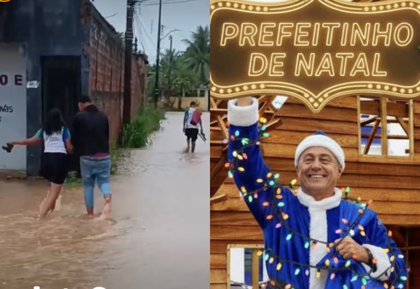 ’Pensa num prefeito feliz’, diz Bocalom ao anunciar brinquedos enquanto Rio Branco submerge na lama após chuva