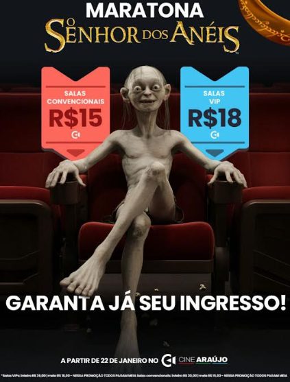 Cine Araújo exibirá trilogia “O Senhor dos Anéis” em programação especial no Via Verde Shopping