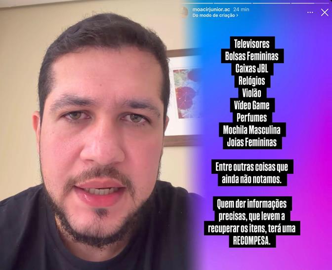 Criminosos invadem casa de vereador e furtam carro e joias; parlamentar oferece recompensa para recuperar bens