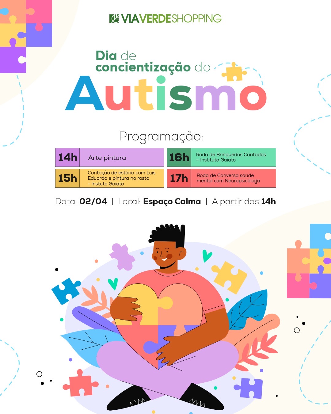 Um convite à inclusão: Via Verde Shopping promove ação especial em alusão ao Dia de Conscientização do Autismo