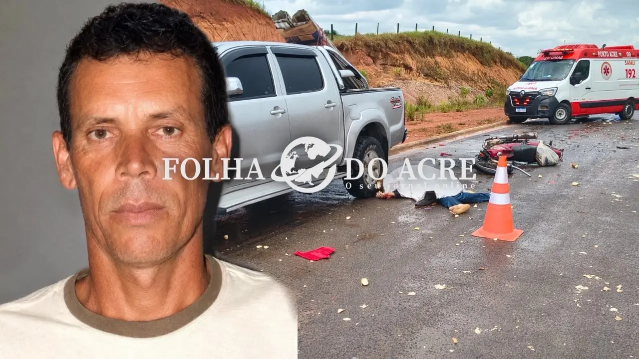 Motociclista morre após colisão com caminhonete na zona rural de Porto Acre